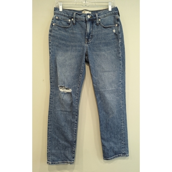 Madewell The Mid-rise Perfect Vintage Jean Ripped Knee Edition Size 26 Petite